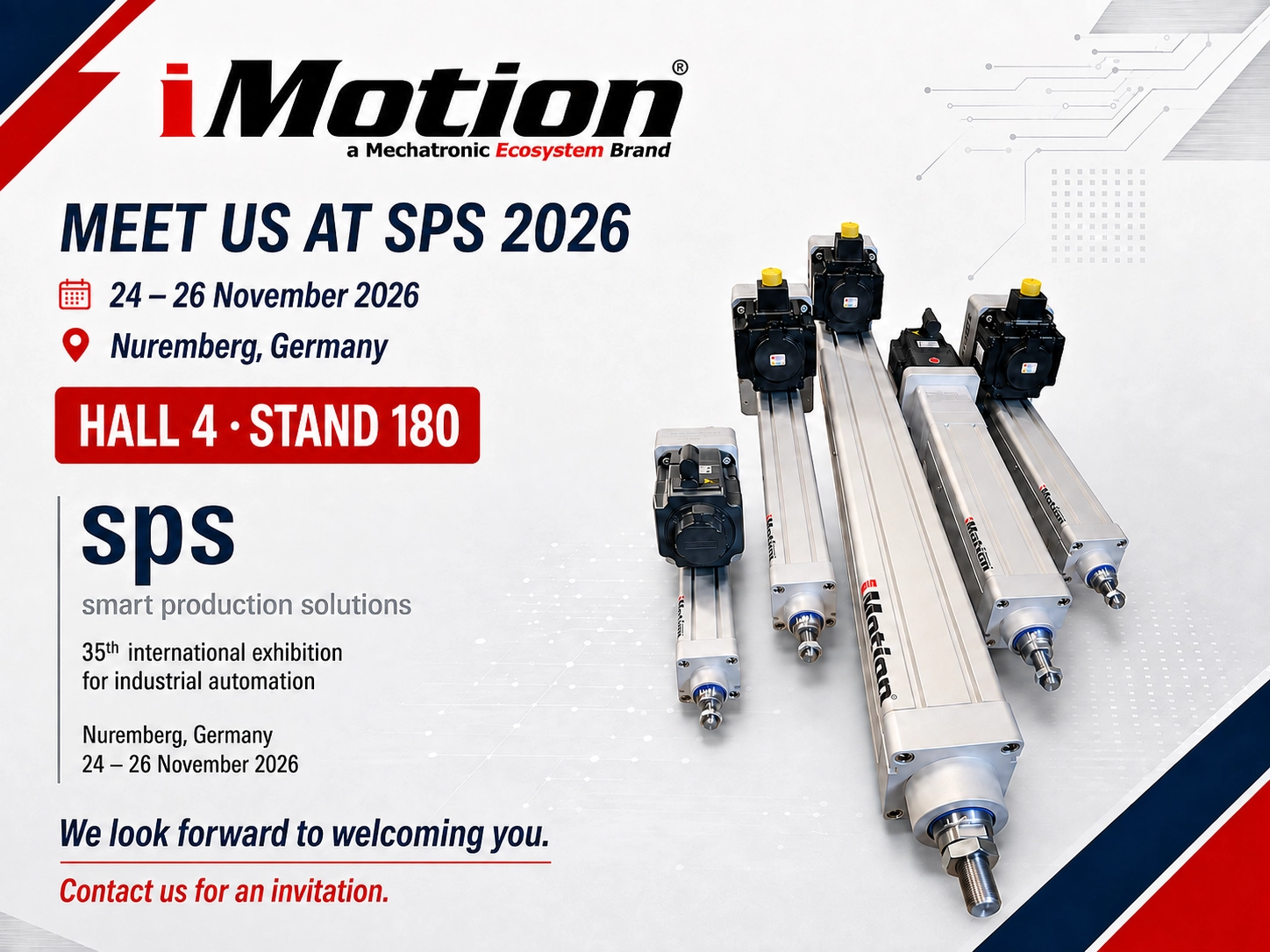 iMotion auf der SPS 2026 in Nürnberg, 24.–26. November 2026, Halle 4, Stand 180